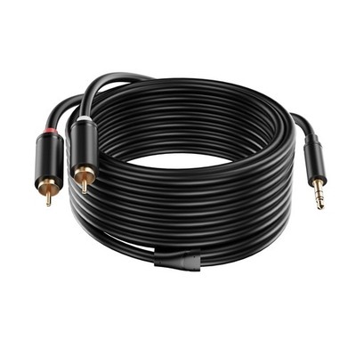 Black 33FT 3.5mm Aux To Dual RCA Male Stereo Y Splitter Cord GoldPlated 1 PCS