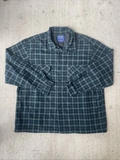 Pendleton Men's Wool Board Shirt 2XL XXLARGE Green Blue Plaid Jac Shirt