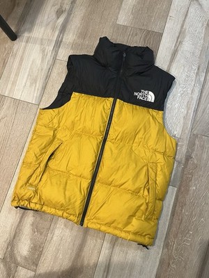 The North Face 700 Down nuptse Puffer Vest Yellow/Black Colorblock Men's S