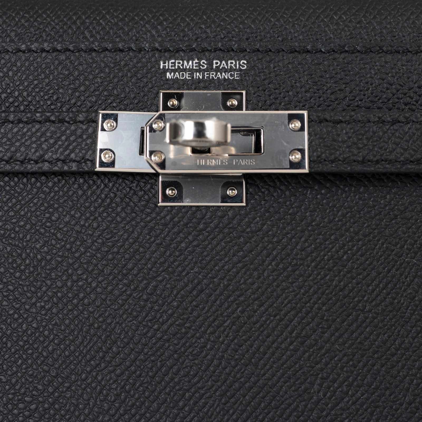 73280-1 auth HERMES black Epsom leather MINI KELLY 20 SELIER Bag PHW image 6
