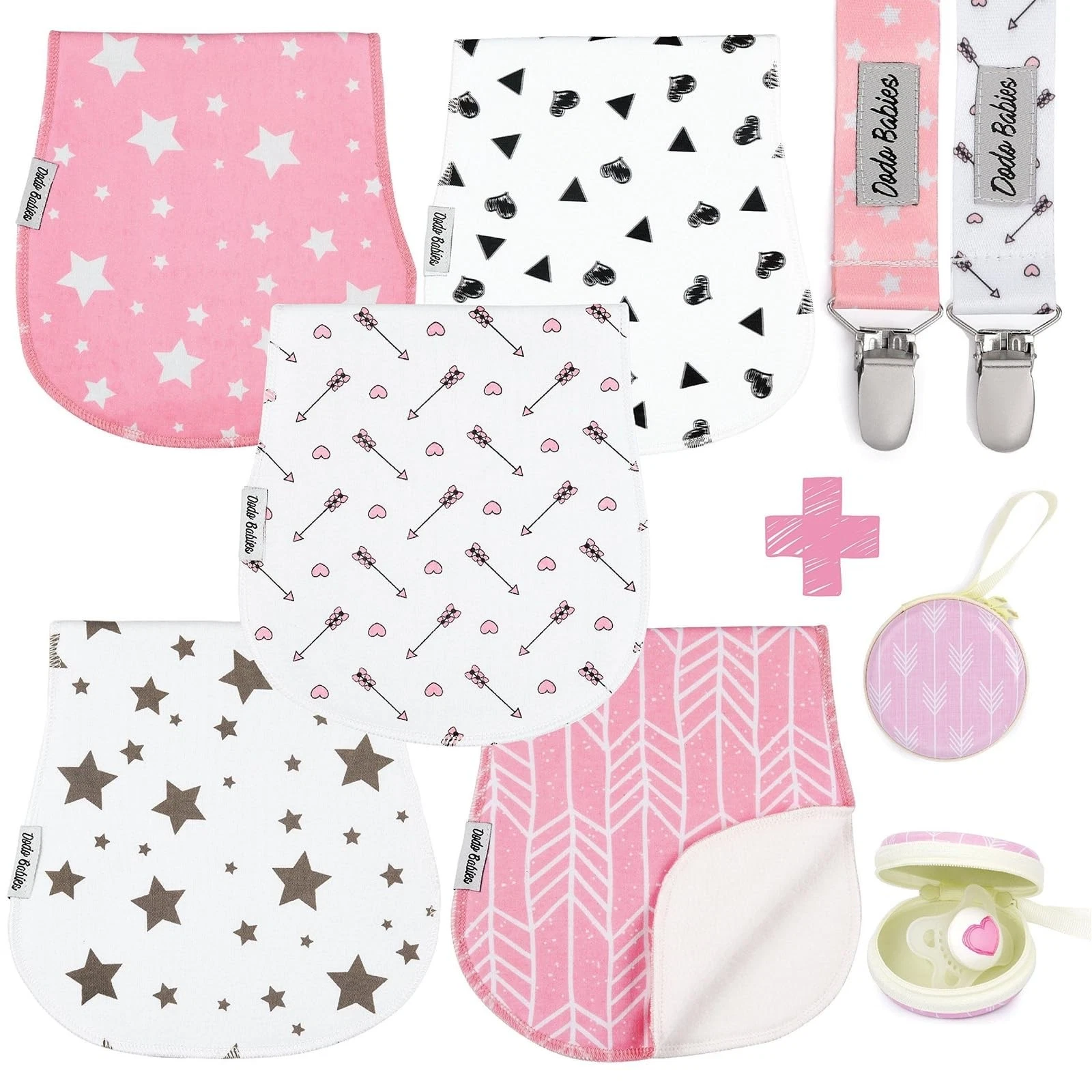 5-Pack Baby Burp Cloths - Soft & Absorbent Baby Spitup Cloths - Contoured Sha...