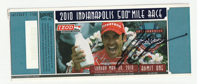 2010 HELIO CASTRONEVES signed INDIANAPOLIS 500 WIN USED TICKET STUB INDY CAR