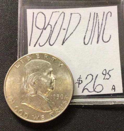 1950 D Franklin Silver Half Dollar UNC! ENN Coins