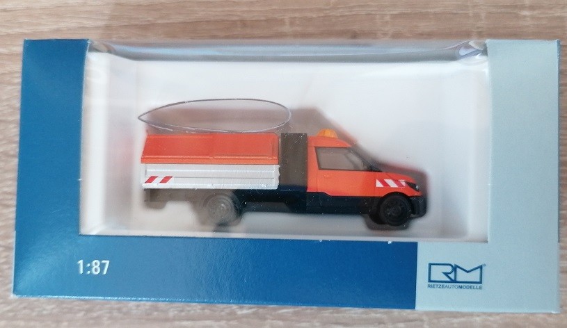 Rietze 33200 - 1/87 Streetscooter Work L Flatbed/Müllhaube City Cleaning - New