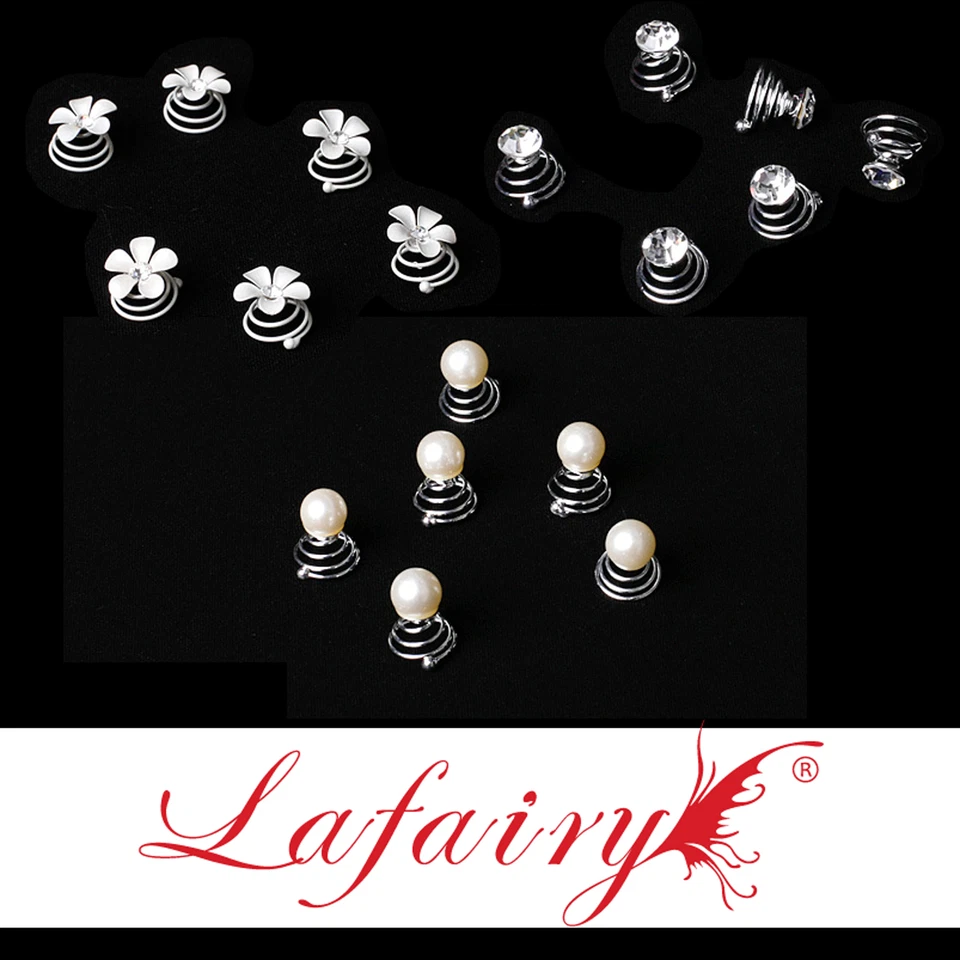 LAFAIRY 6 Stück Haarschmuck Curlies mit Strass, Perle oder Blume zur Auswahl