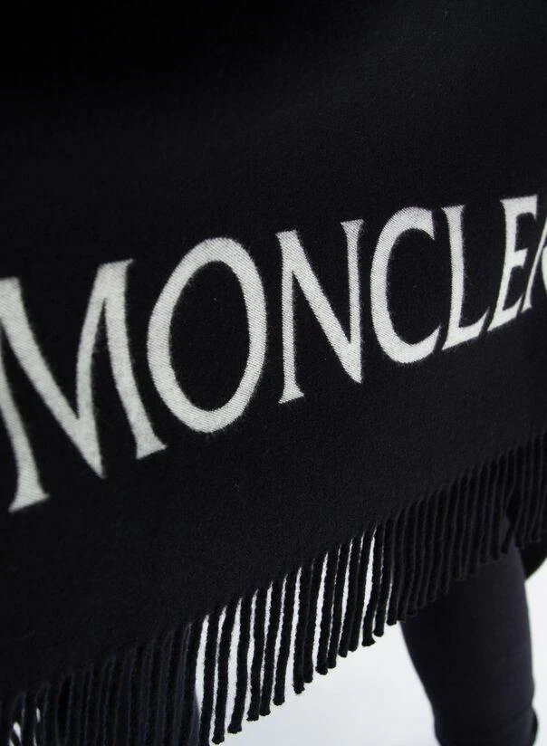 NUOVO CAPPOTTO PONCHO NUOVO LOGO MONCLER MANTELLA LACCA PIUMINO LANA NERO MANTELLO MEDIO