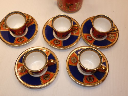 Minh Long Tea Set, Teapot and 5 Cups/Saucers, Egyptian Heiroglyphics Design - Picture 3 of 13