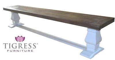 Tuscany Parquetry Bench Seat Grey White Pedestal 240x50x58cm