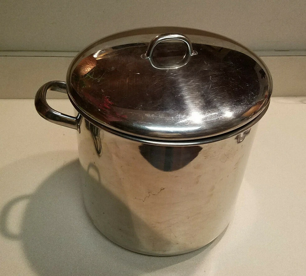 Revere Ware 86-A Stainless Steel 12 Qt Disc Bottom Stock Pot with Lid