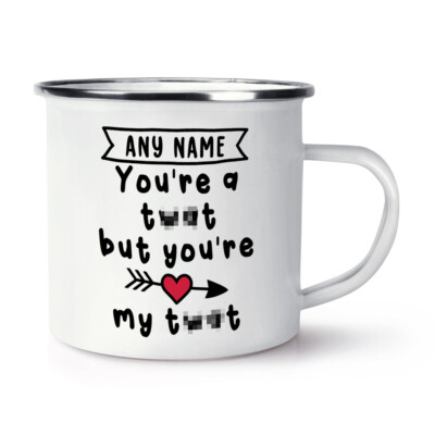 Tasse émaillée Rétro 'You Had Me À Halloumi' - Drôle, Saint-Valentin, Couleur Blanc, Marque Gift Base