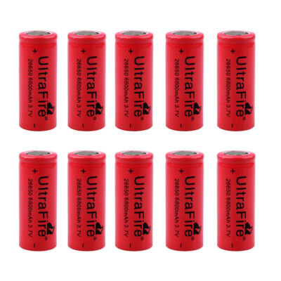 UltraFire 26650 Battery 3.7V Flat Top Rechargeable Batteries Cell