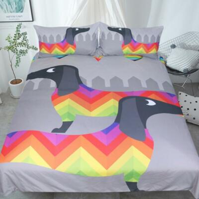 3D Colorful Dogs ZHUA1831 Bed Pillowcases Quilt Duvet Cover Set Queen King Zoe