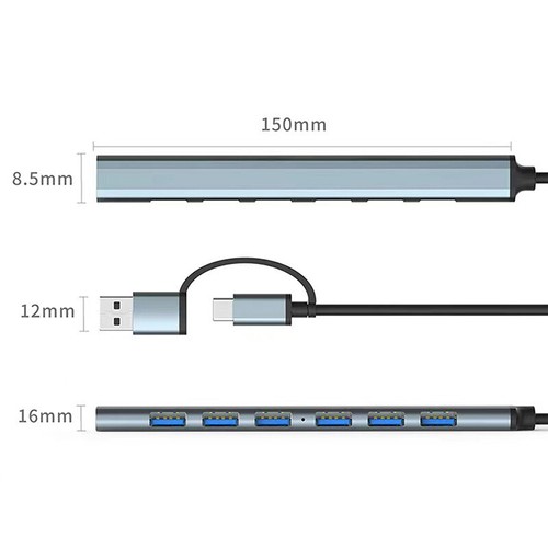 Multi 7-port Splitter High Speed 5Gbps For PC Computer Multiport USB A HUB Port - Afbeelding 3 van 14
