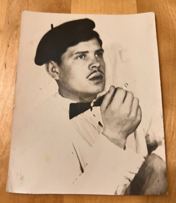 1960s Actor Guy with a Mustache Guy in a Beret Vintage photo UK