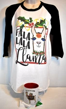 Christmas Bundle "Fa-La-La-LLama" Women's Black/Woman's T-Shirt & White/Red Mug