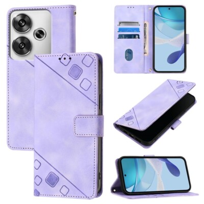 For Xiaomi Poco F6 Skin Feel Embossed Leather Phone Case Cover Shell