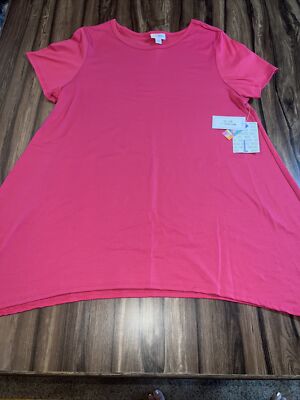 Women Lularoe Large Melissa   Tunic Solid Pink 14/16 Shark Bite Full Unicorn L