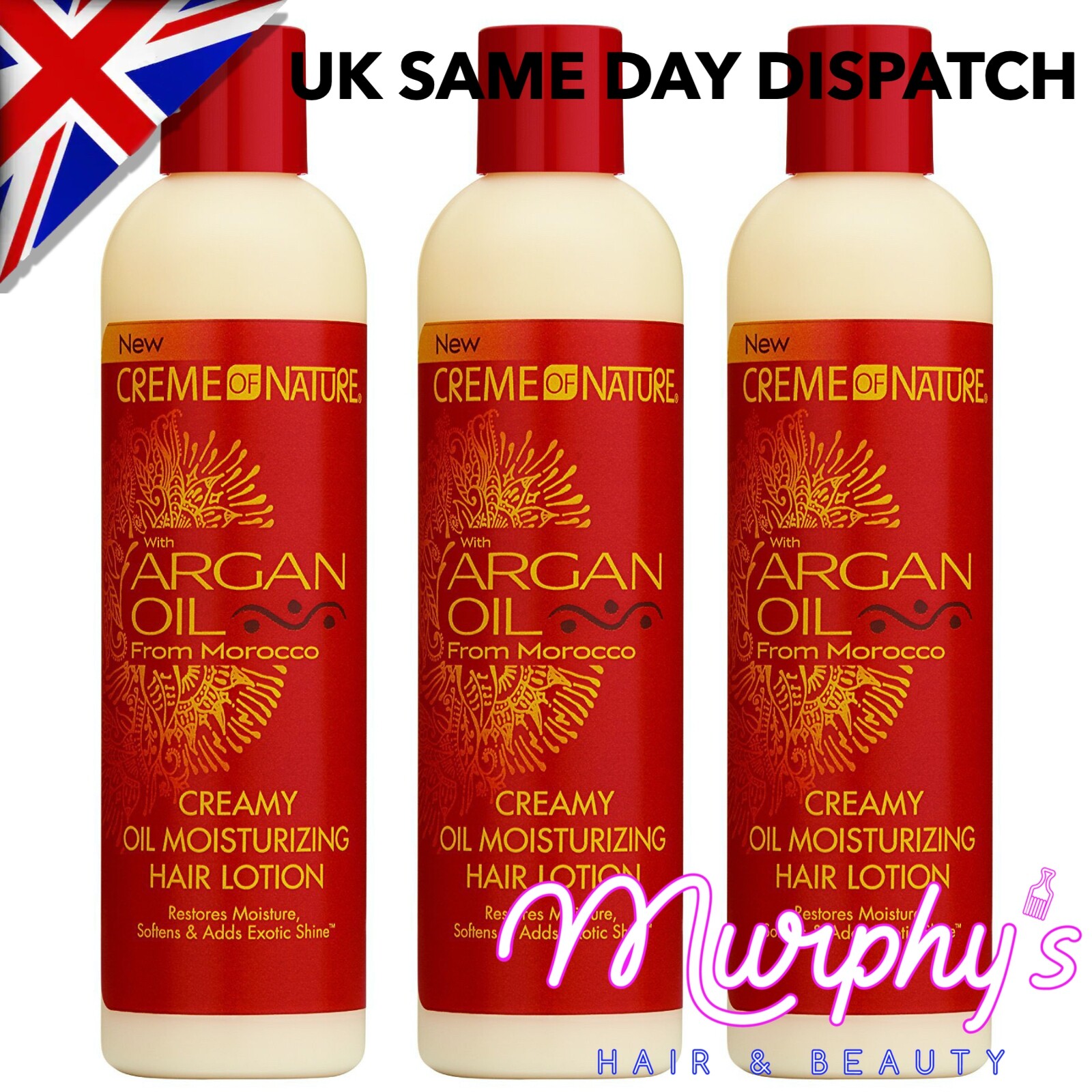 Creme of Nature | Argan Oil | Moisturising Hair Lotion 250ml (3 PACK)