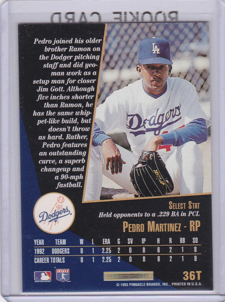 PEDRO MARTINEZ ROOKIE CARD Score Select Traded RC Baseball Dodger BOSTON RED SOX - Image 2 of 2