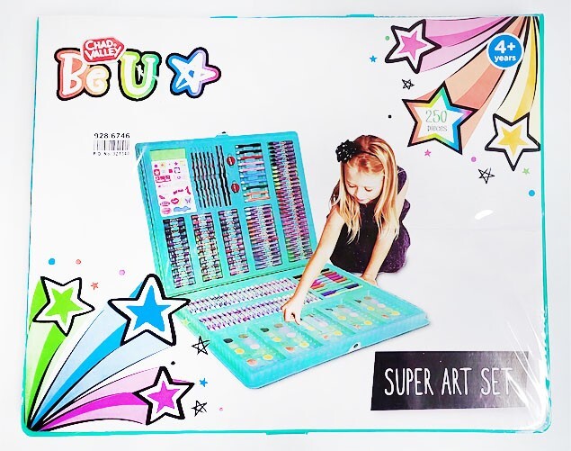 Chad Valley Super Art Set 250 Pieces Crayon Chalk Pencils Paint 