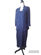 Alex Evenings 10 Dress/jacket Navy Lace Mother Bride
