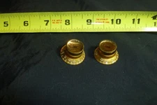 2 Vintage 1960s Gibson Gold Chrome Dome - Bonnet Reflector Tone Knobs - Item JY
