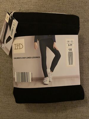 Neu Mädchen marineblau Fleece gefütterte Leggings kuschelig warm für Ski Basisschicht Alter 8-9 Jahre