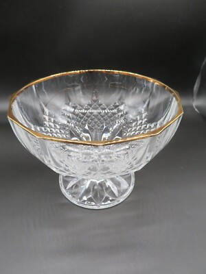 Vintage Cristal D'Arques Durand LongChamp Footed Gold Rim Bowl 8''