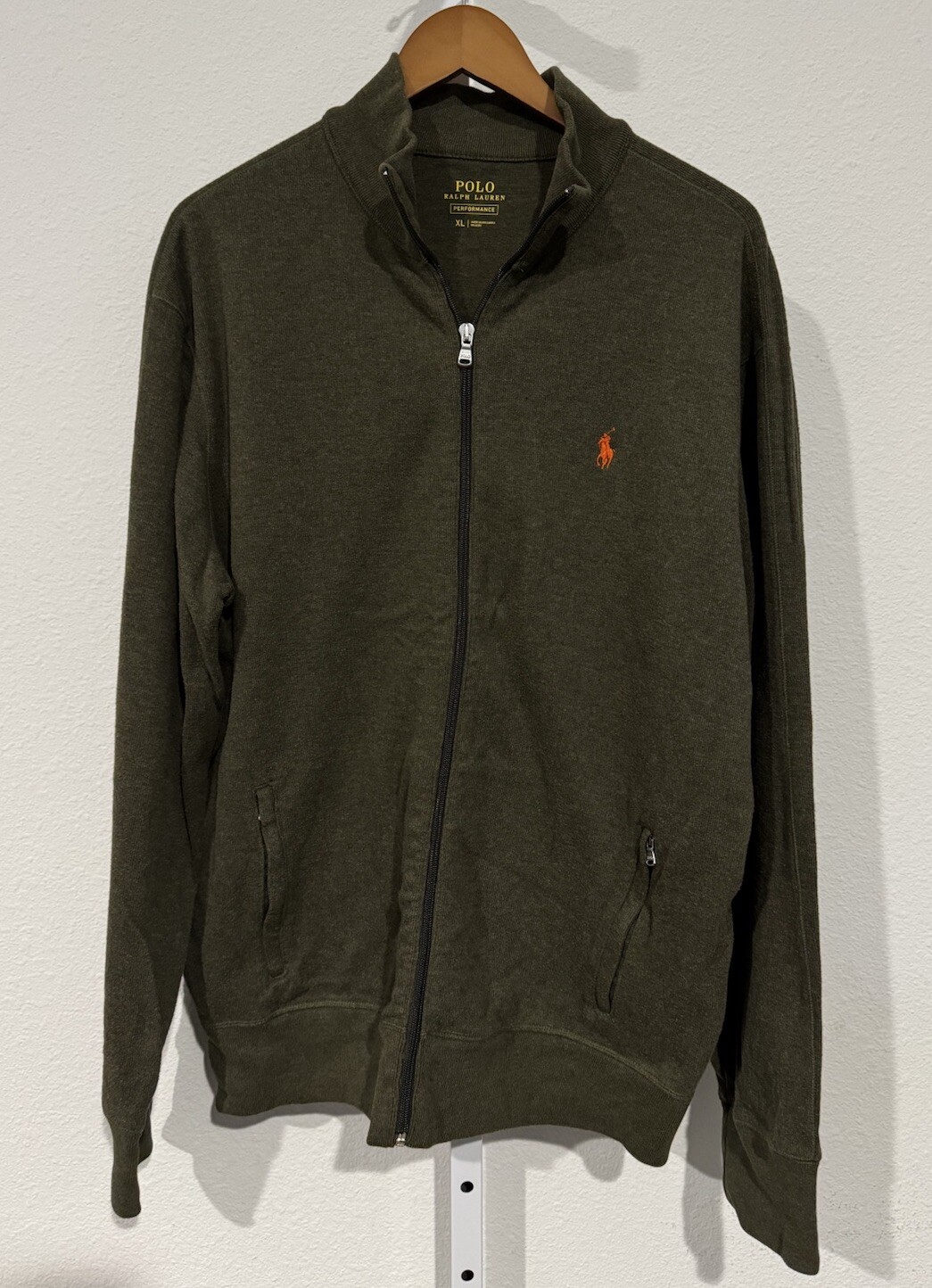 Polo Ralph Lauren Performance uomo XL verde giacca full zip cotone logo pony usata in ottime condizioni