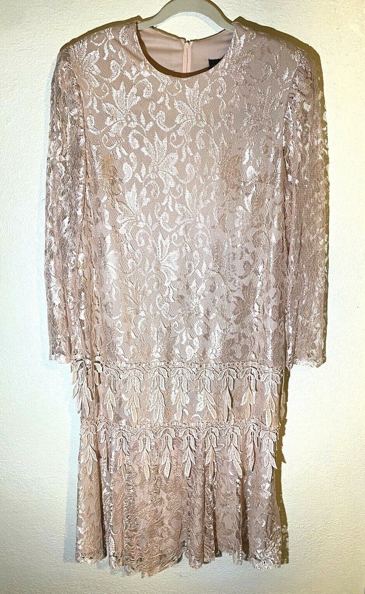 Vintage David Rose Pastel Pink Long Sleeve Lace Layer Midi Dress Size 16  USA | eBay
