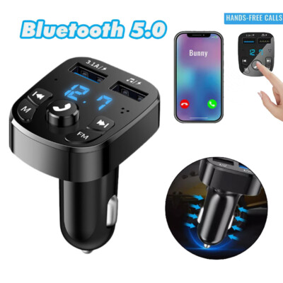 Bluetooth 5.0 Car Wireless FM Transmitter Adapter USB PD Charger AUX Hands-Free