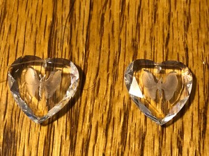 Butterfly etched 15mm Crystal Hearts Shaped Earrings Set need DIY or 2 Necklaces