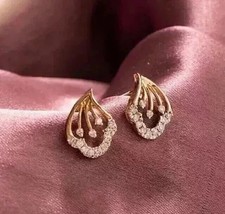 2 Ct Round Cut White Moissanite Stud Women's Earrings 14K Yellow Gold Plated