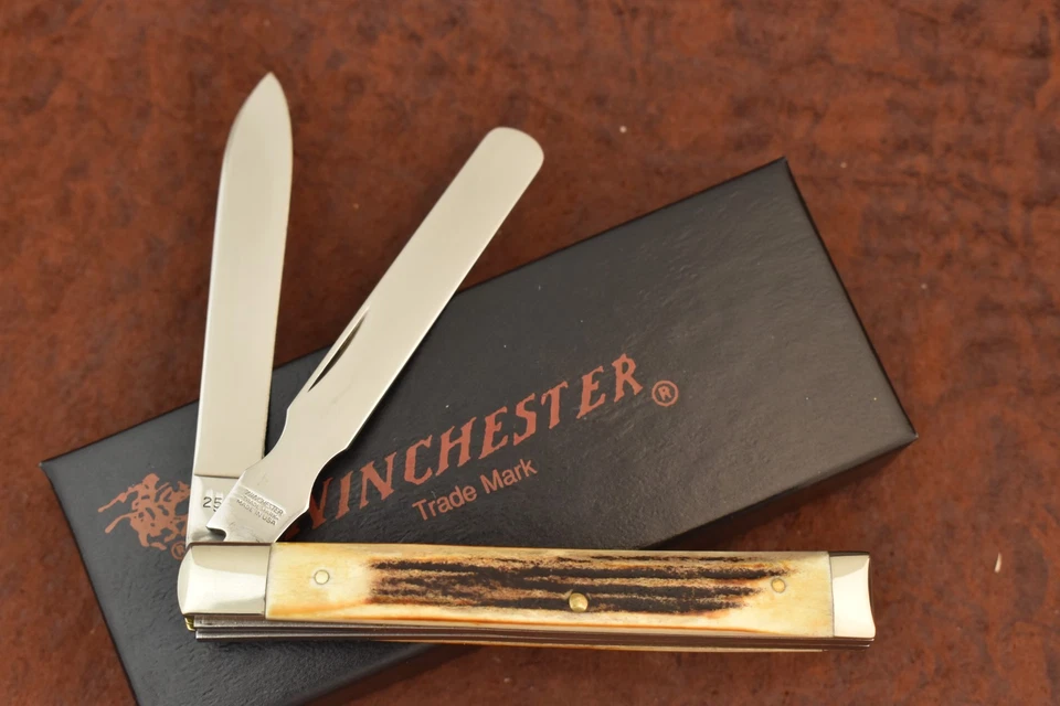 CUCHILLO MÉDICO CIERVO GENUINO WINCHESTER HECHO EN EE. UU. BONITO 2003 (27667) Foto 3 de 4