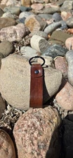 Handmade Buffalo Leather Tag/Loop/Fob/ Rustic Keychain-One (Non-Detachable Ring)