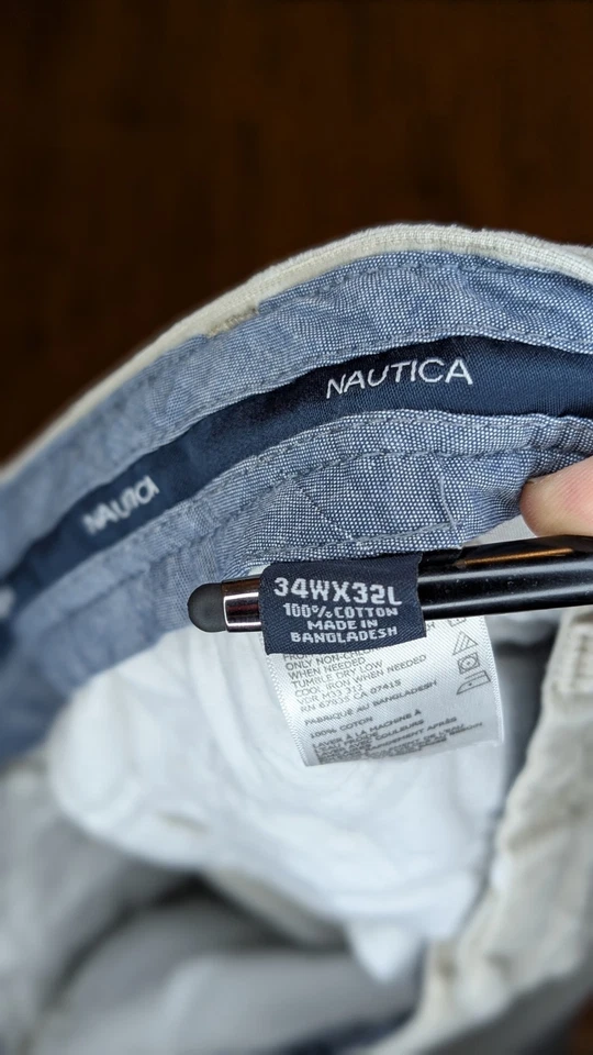 Pantalones Nautica Vintage Pana Para Hombre 34x32 Beige Plisado Años 90 Preppy Y2K B20 Foto 3 de 3