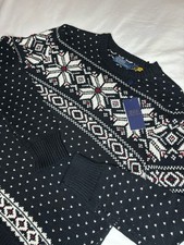 POLO Ralph Lauren Nordic Fair Isle Snowflake Ski Cotton Cashmere Sweater XS 198