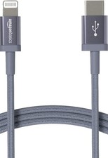 Amazon Basics USB-C to Light-ning Cable Fast Charging Braided MFi 6ft Dark Gray