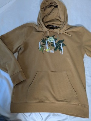 Van's Women's Gold Pullover Hoodie with Flowers on Front Est. 1966 Size Small