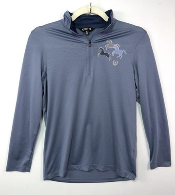 Kerrits Kids Blue Mesh Solid Quarter Zip Long Sleeve Riding Shirt Size XL Horse