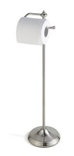 Bathroom Standing Tissue Roll Holder Stand with Reserve Function, Satin Nickel