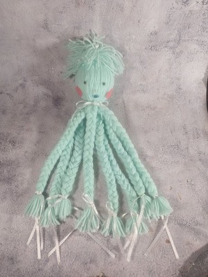 Vintage Handmade Yarn Octopus Doll With Braided Tentacles & Pink Cheeks - 18" | eBay