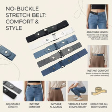 Men Women Buckle-free Elastic Invisible Waist Belt for Jeans No Bulge Hassle