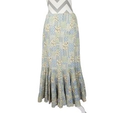 Vintage 70s Pastel Calico Floral size 4 Skirt Cottage Porch Prairie Gypsy Flair