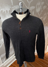 Polo Ralph Lauren Men's Charcoal Heather Gray Quarter Zip Pullover Sweater Sz S