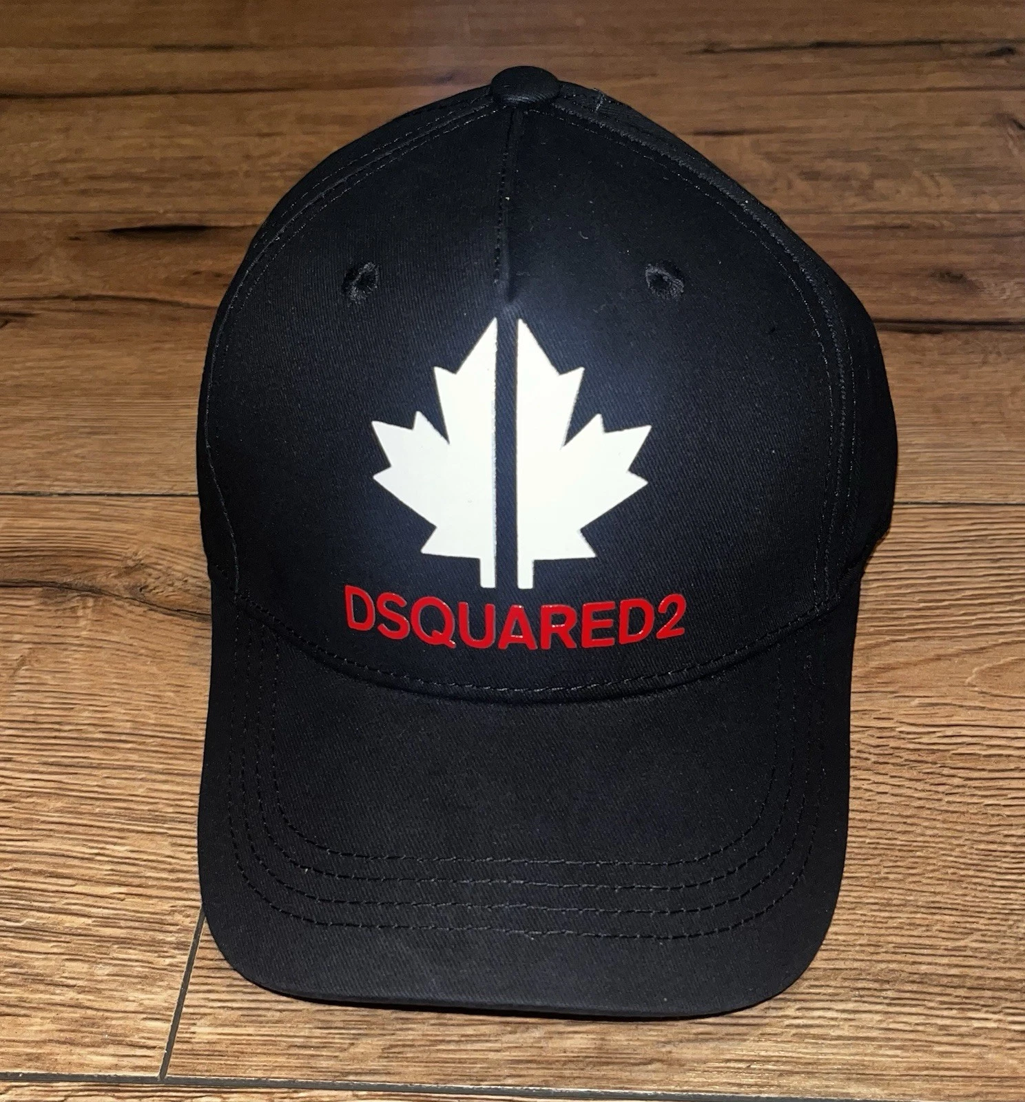 Dsquared Black Baseball Cap With Maple Leaf Logo