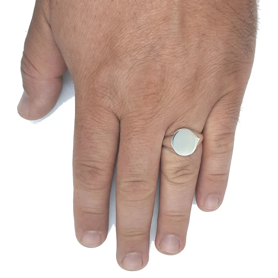 925 Sterling Silver Signet Men Ring Plain Wedding Ring - Image 2 of 4