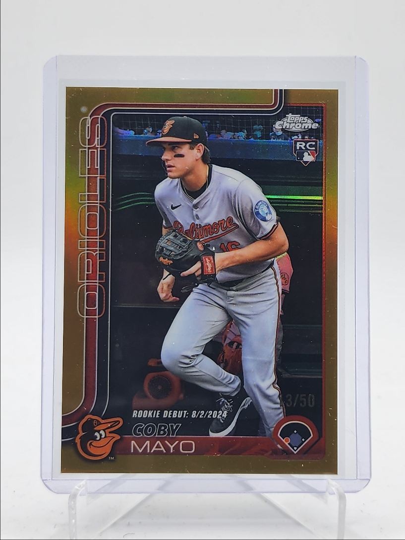 COBY MAYO 2025 TOPPS CHROME UPDATE ROOKIE DEBUT GOLD RC /50 Q3967