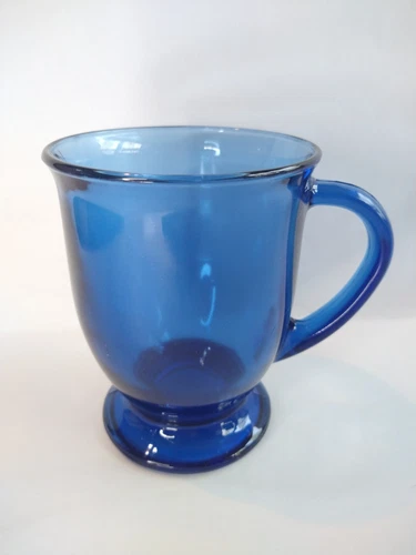 Vintage Anchor Hocking USA Cobalt Blue 5” Glass Mug 16 oz