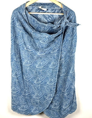 Vintage Cache Blue Floral Shoulder Cape Shawl Wrap Shrug Poncho Sz 14 Lagen Boho